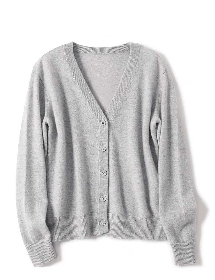 women's cashmere  cardigan sweater in grey