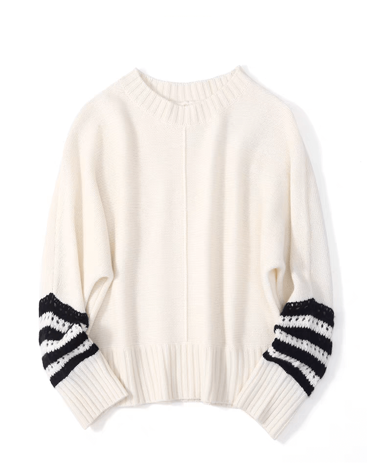 mock neck crew neck women's chunky cashmere sweater