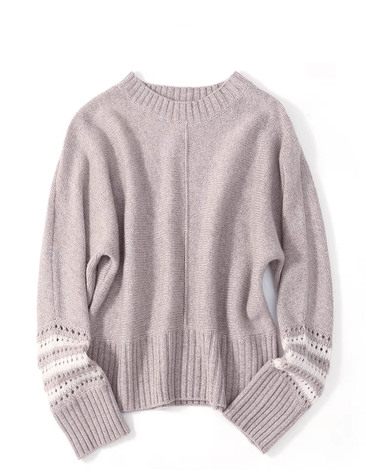 mock neck crew neck women's chunky cashmere sweater