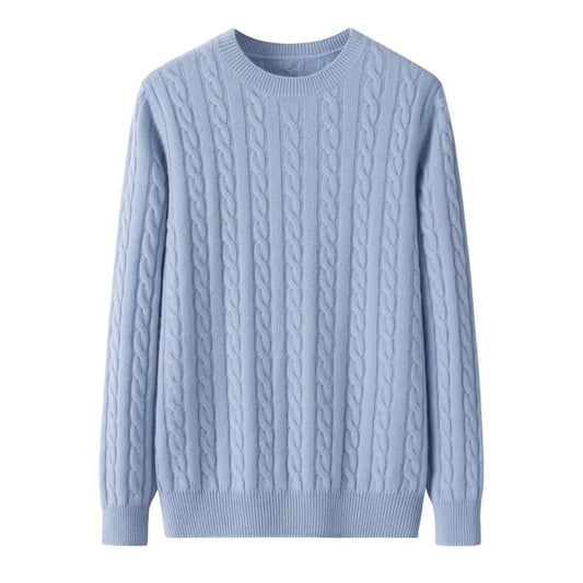 Light blue cable knit sweater Men’s 100% Cashmere Sweater 