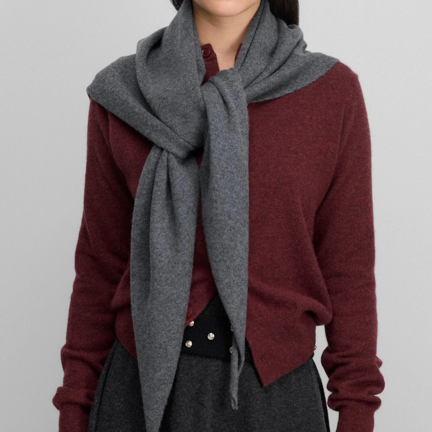 100% cashmere triangle shawl in dark grey ,Charcoal gray premium cashmere shawl triangle design