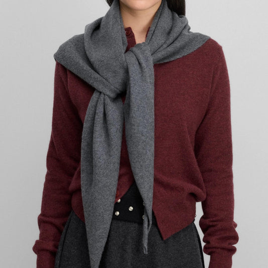 100% cashmere triangle shawl in dark grey ,Charcoal gray premium cashmere shawl triangle design