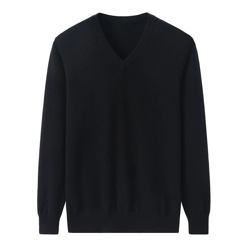 men's black cashmere sweater  v neck 