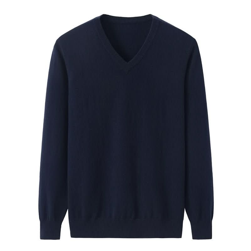 navy blue cashmere v neck sweater for men