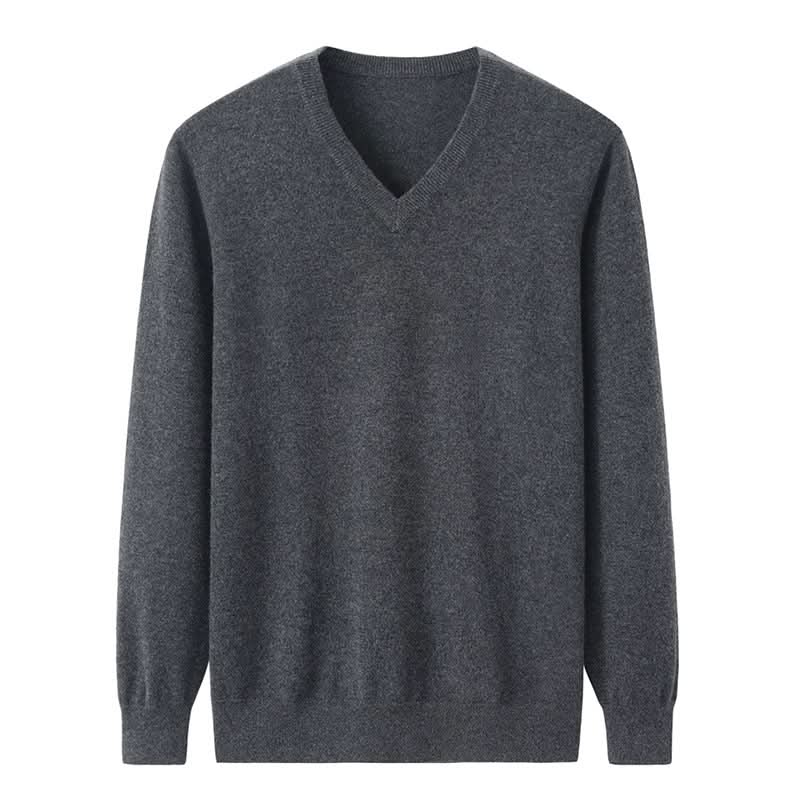 charcoal grey cashmere v neck sweater for men