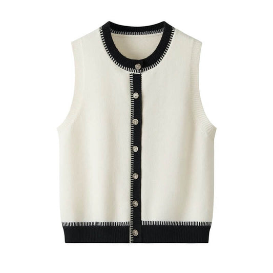 Women’s 100% Cashmere Crew Neck Vest in white