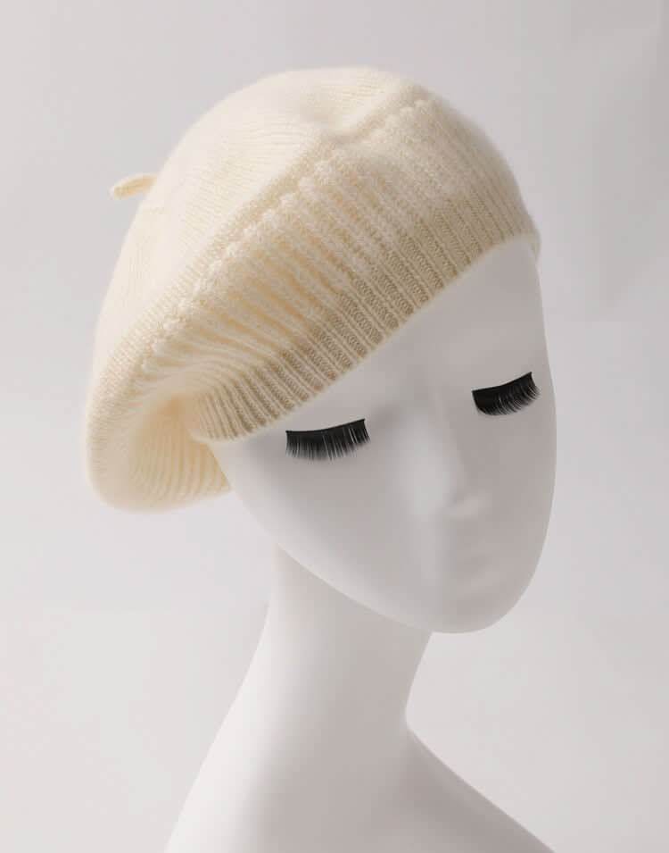 cashmere white beret beanie hats