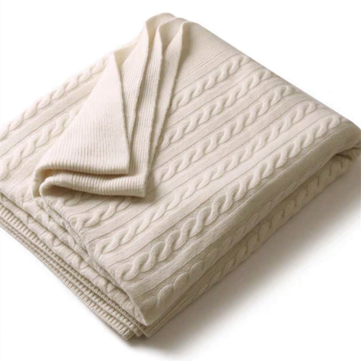 Indulge in Ultimate Luxury: 100% Cashmere Throw Blanket in raw white 