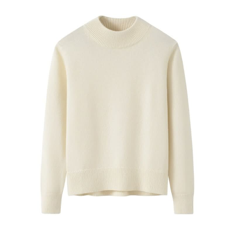 white color cashmere mock neck sweaters