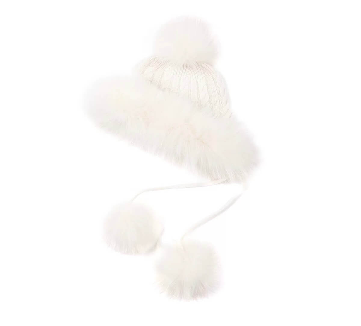 Elegant women’s fox fur cashmere hat in neutral tones