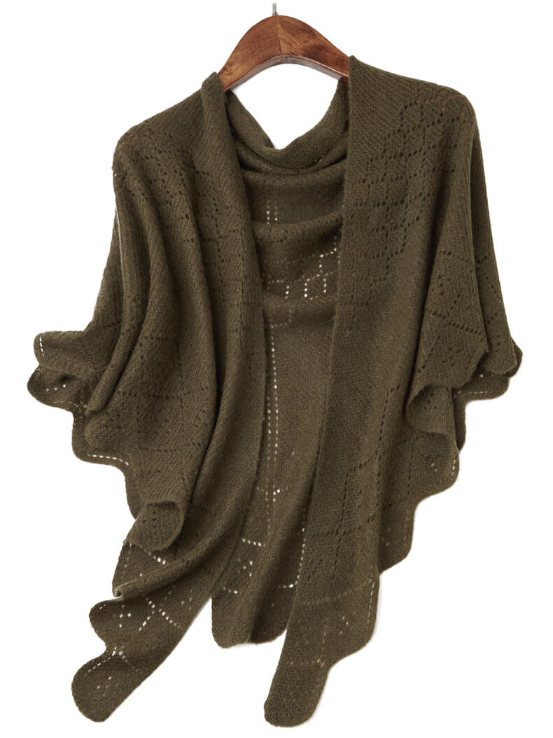 100% Cashmere Triangle Scarf with Scalloped Edge