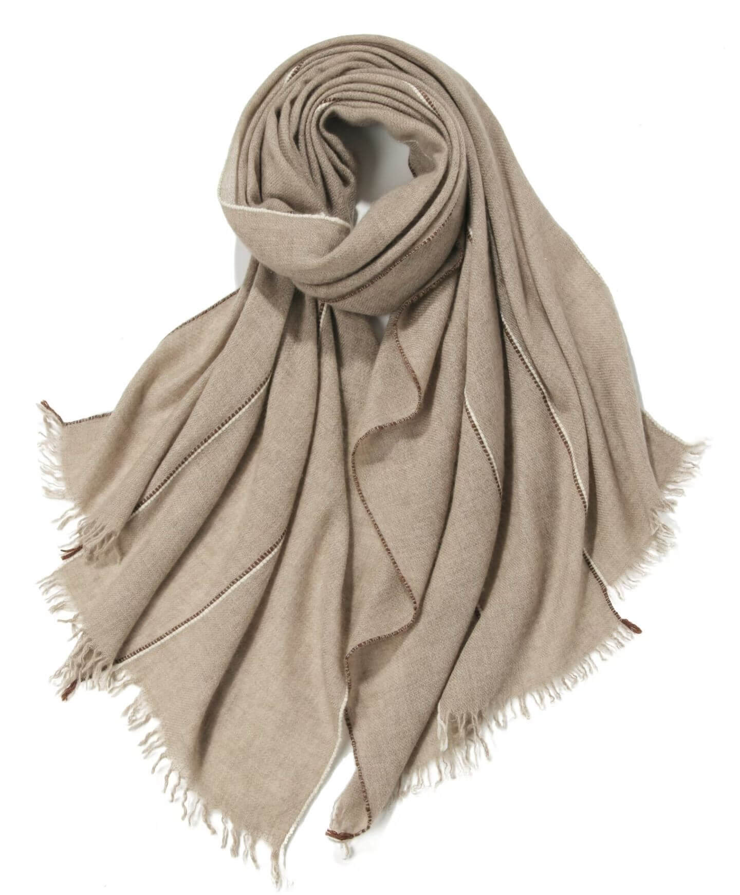 Lightweight white cashmere scarf with natural flowing shape