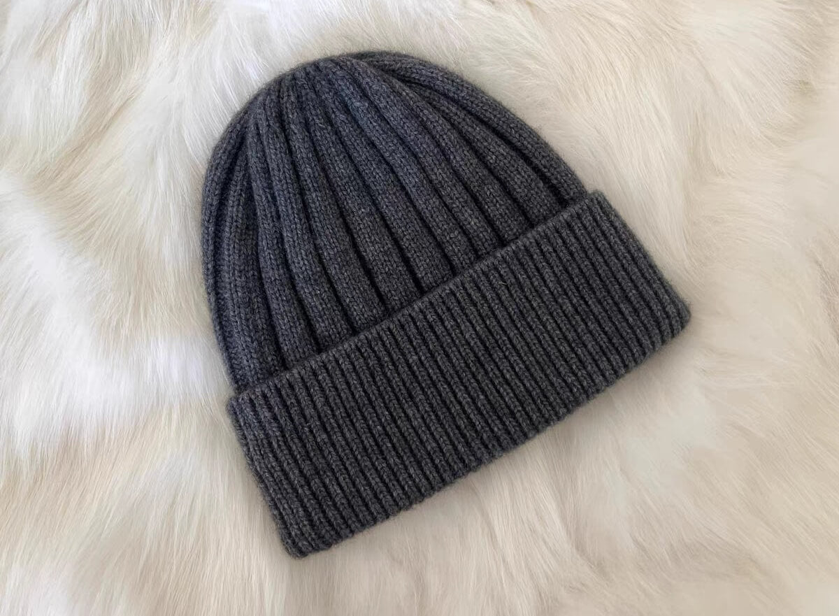 women's ribbed cashmere beanie hats