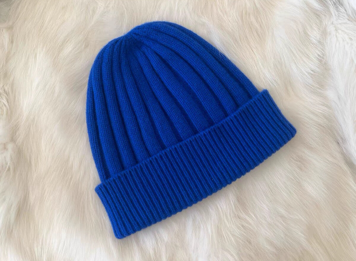 women's ribbed cashmere beanie hats
