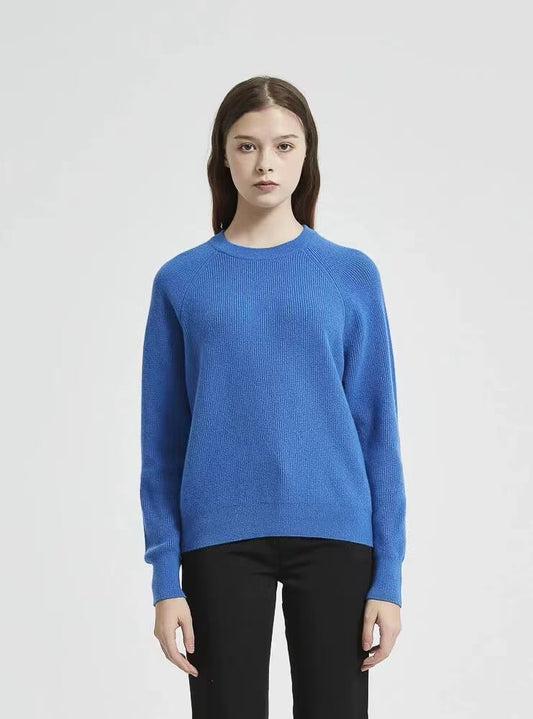 100% cashmere crew neck sweaters ribbed knitting