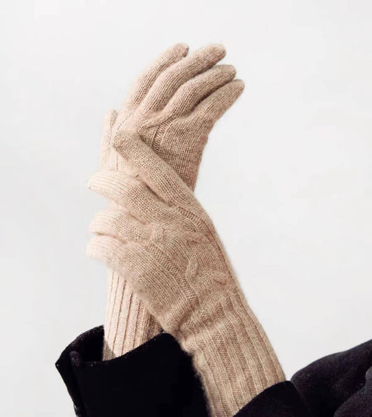 Women's cashmere gloves long style cable knitting