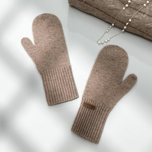 Women's cashmere gloves thickened mittens