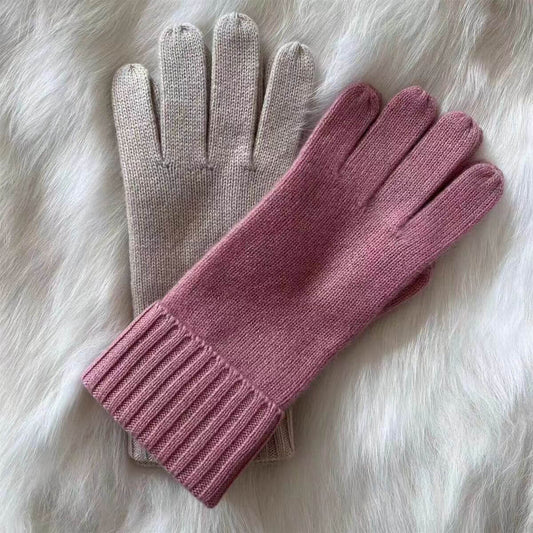 WOMEN'S RIBBED 100% CASHMERE GLOVES