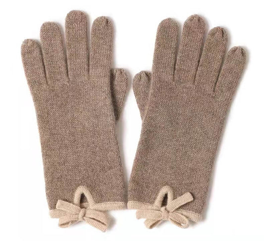 women's cashmere gloves with bow