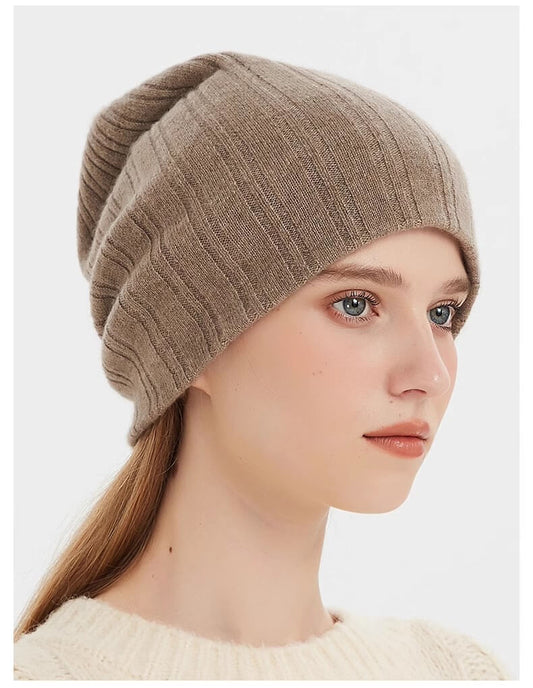 Women's cashmere beanie hats double layers