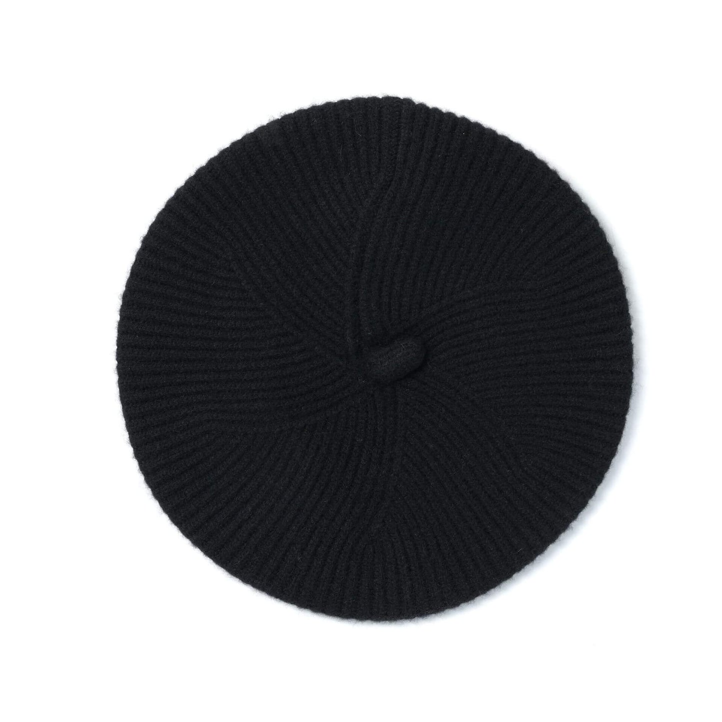 Elegant 100% Cashmere Women’s Rib-Knit Beret in black