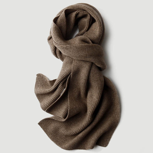 Luxurious Unisex 100% Cashmere Rib-Knit Scarf in camel 