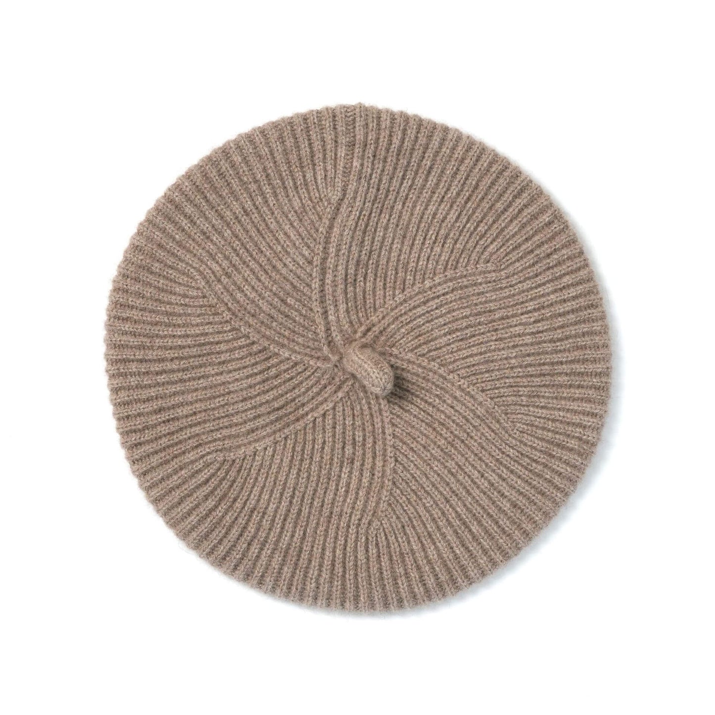Elegant 100% Cashmere Women’s Rib-Knit Beret in camel