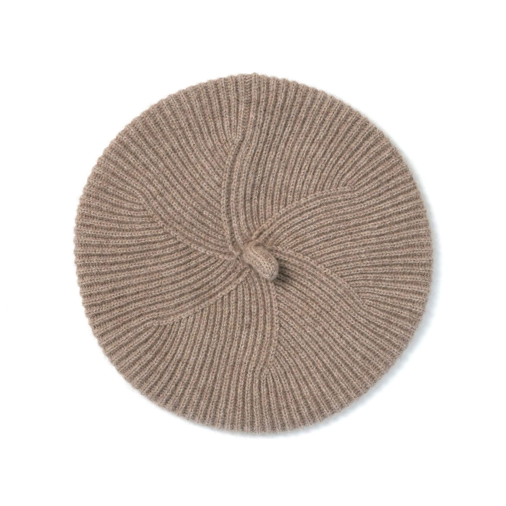 Elegant 100% Cashmere Women’s Rib-Knit Beret in camel