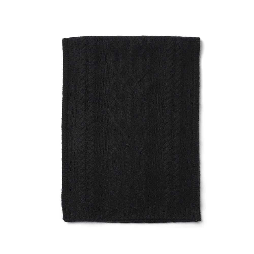 Luxurious 100% Cashmere Cable Knit Scarf for Women in black 