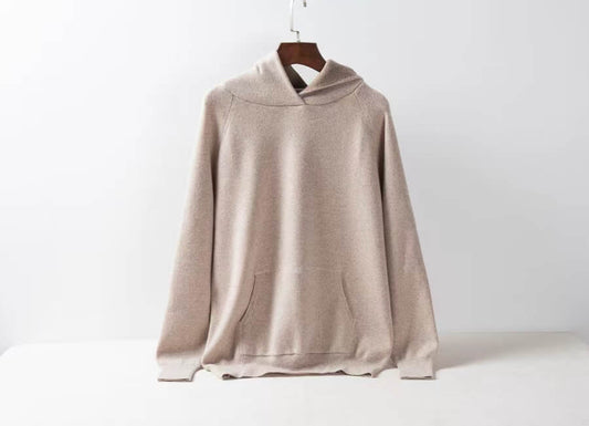 100% cashmere hoodie sweater for women