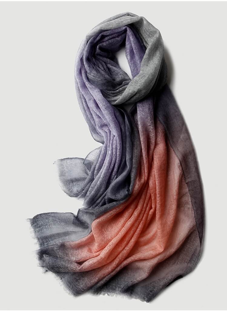 Feather-Light 100% Cashmere Gradient Wrap in purple