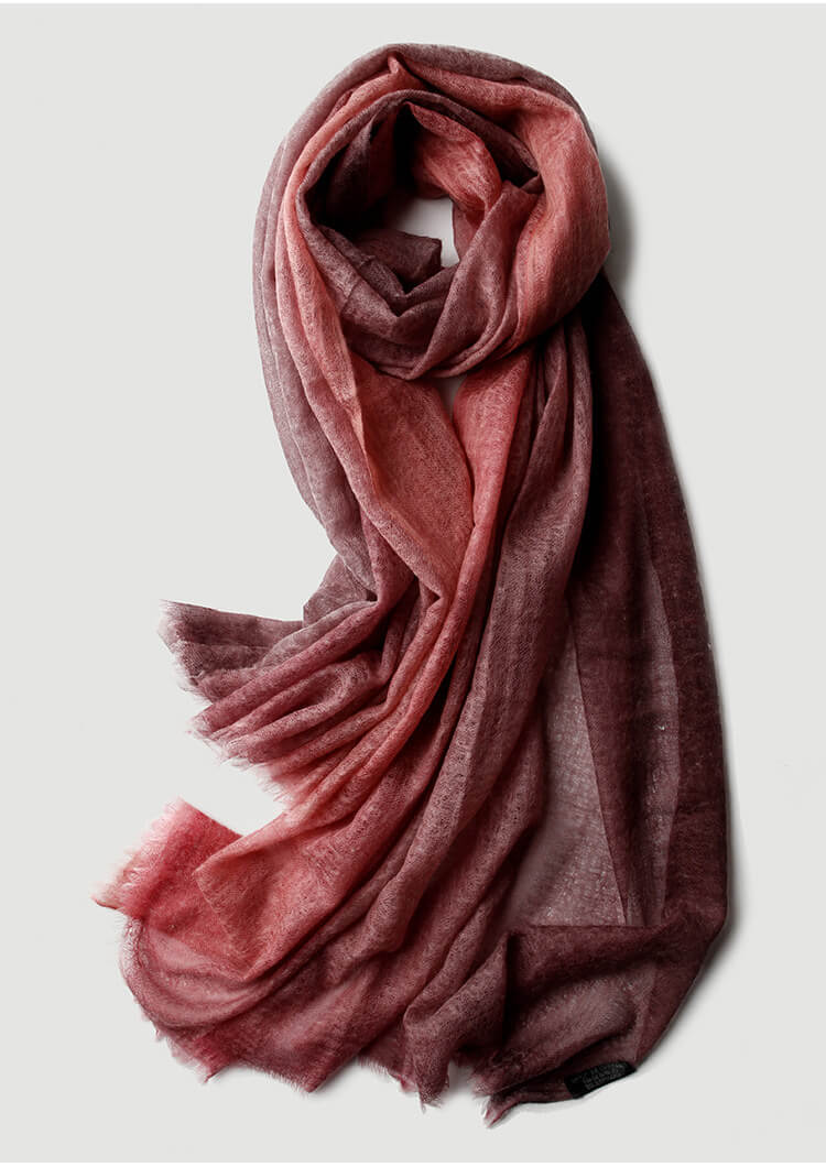 Feather-Light 100% Cashmere Gradient Wrap in red