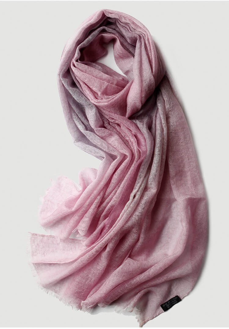 Feather-Light 100% Cashmere Gradient Wrap in pink
