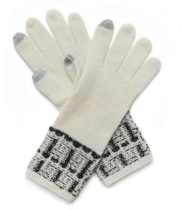 100% cashmere beanie hat+glove+scarf set