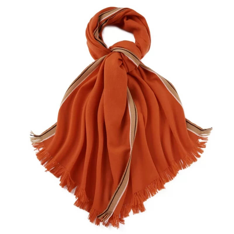 Premium cashmere scarf with hand-wrapped fringes