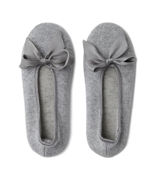 Women's CASHMERE SLIPPER SHOES WITH SILK BOW-TIE