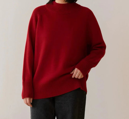 100% cashmere mock neck sweater 4 plys