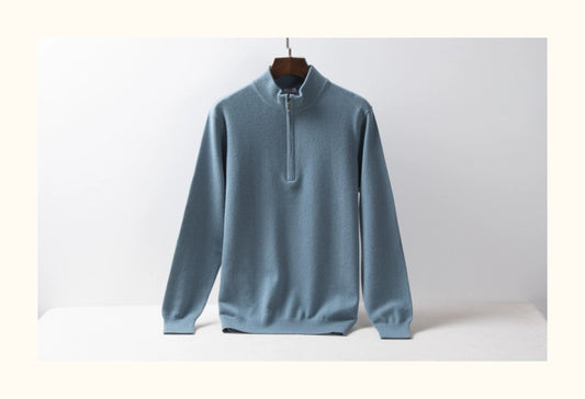 100% cashmere sweaters for men half zipper