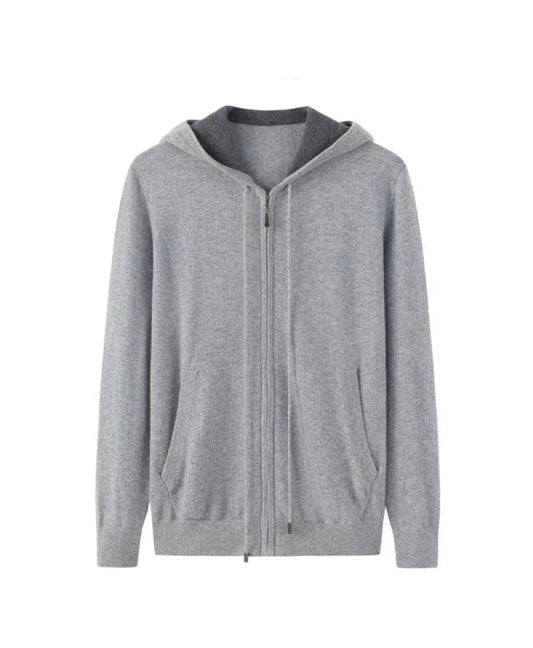 100% cashmere zipper hoodies sweaters for men