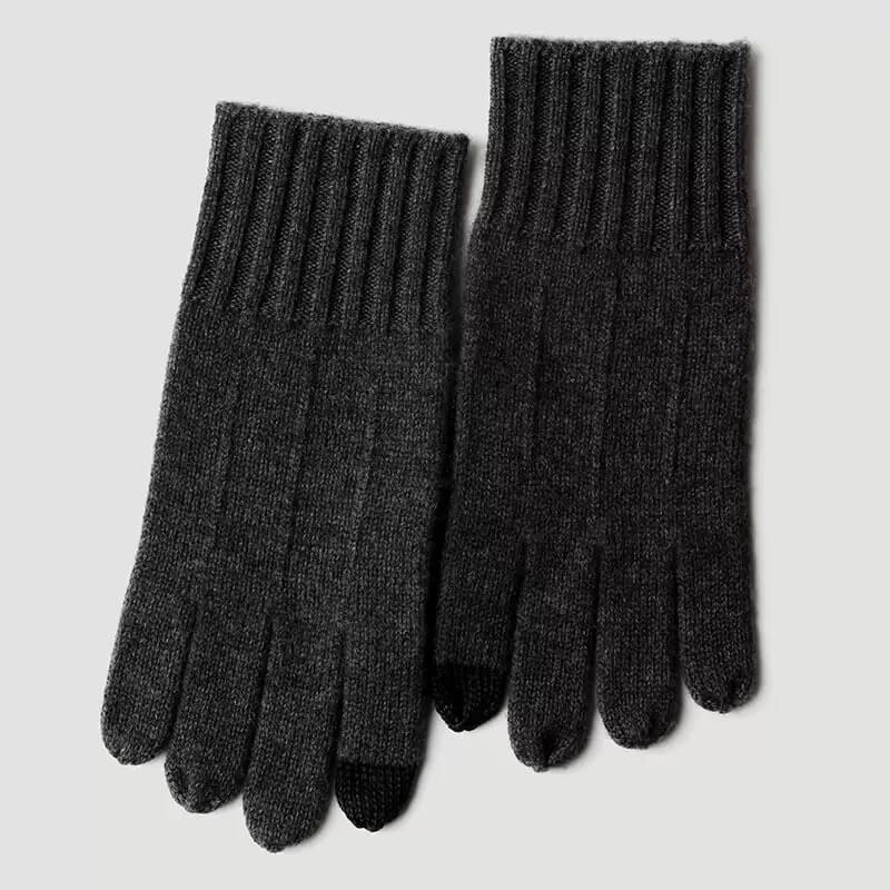 men’s 100 percent cashmere touchscreen gloves charcoal gray