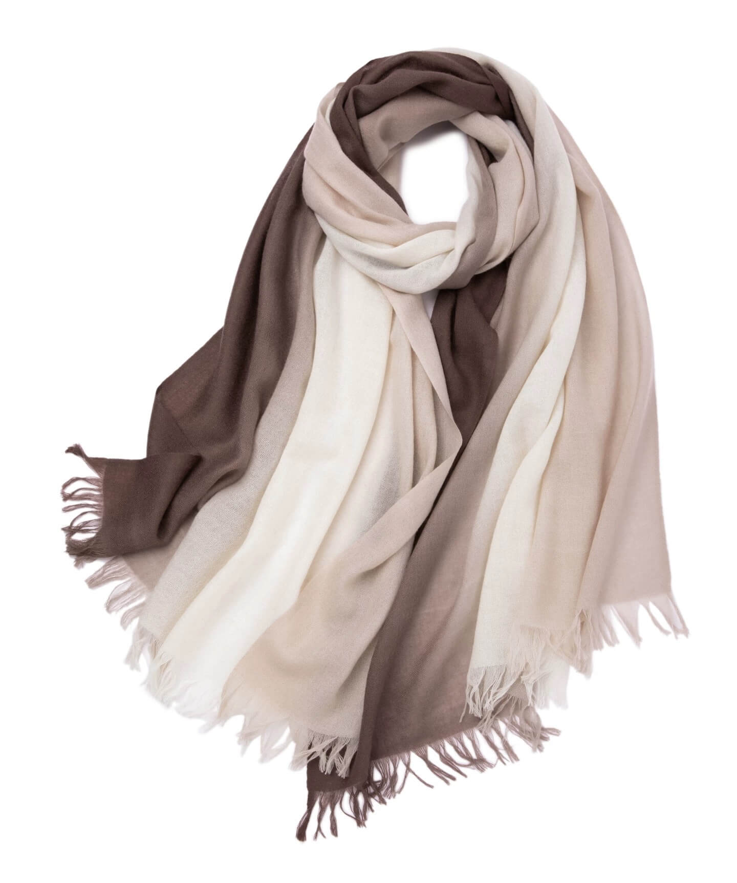  100% Cashmere Gradient Scarf Shawl in coffee