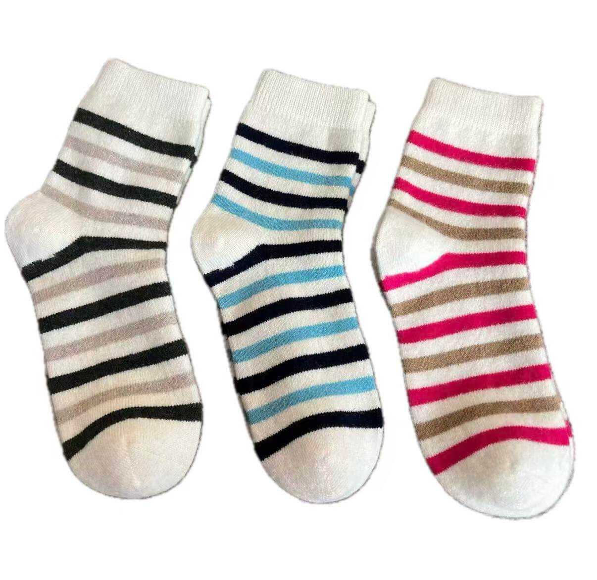 women 100% cashmere striped socks soft luxury lounge socks