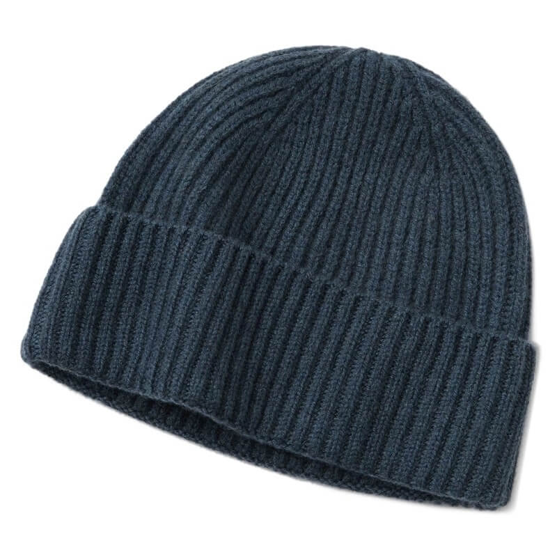 dark blue pure cashmere beanie hat for men and women 