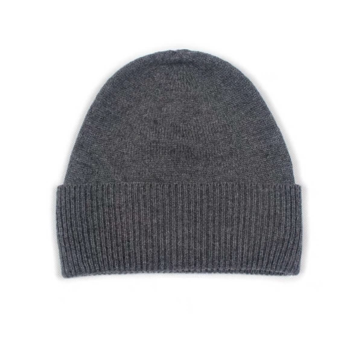 women cashmere beanie in dark grey color 