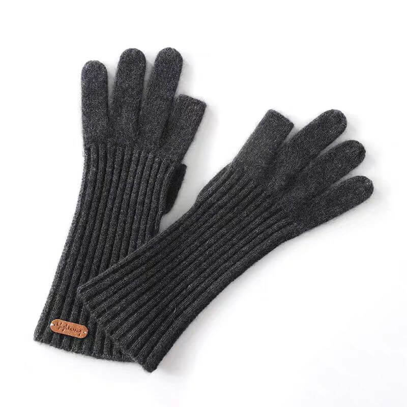 Women's Cashmere fingerless Gloves in charcoal grey