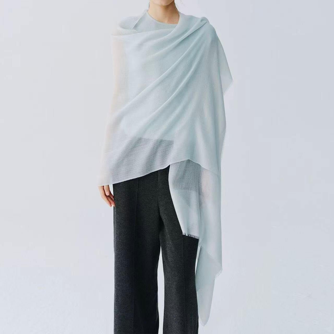 	diamond weave cashmere scarf soft pastel green
