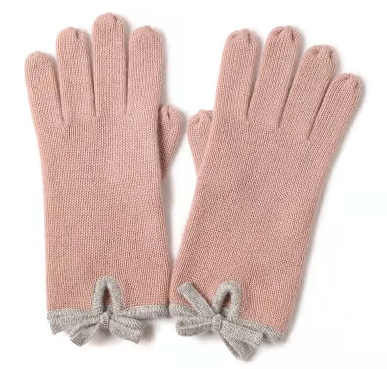 	elegant women’s cashmere winter gloves with bow