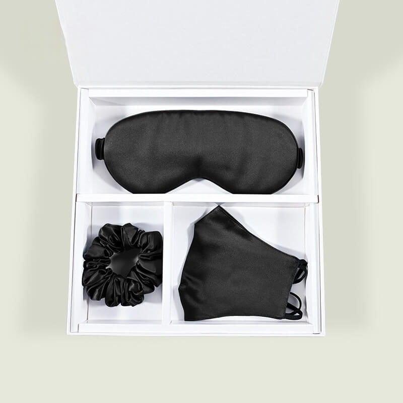 Vinci Cashmere 100% Mulberry Silk Sleep Mask set  in blue 