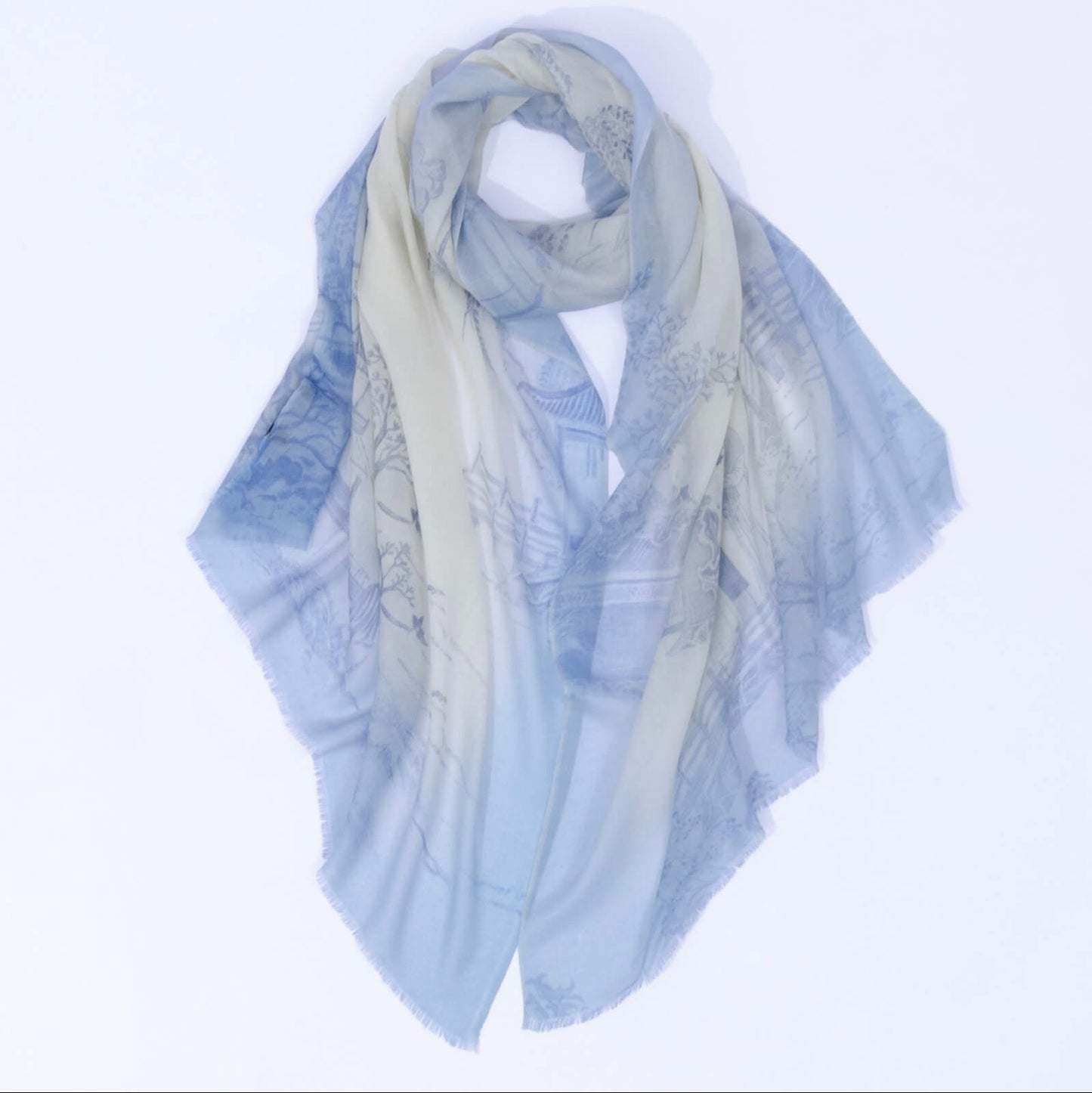 100% Mongolian cashmere wrap featherlight in light blue for women