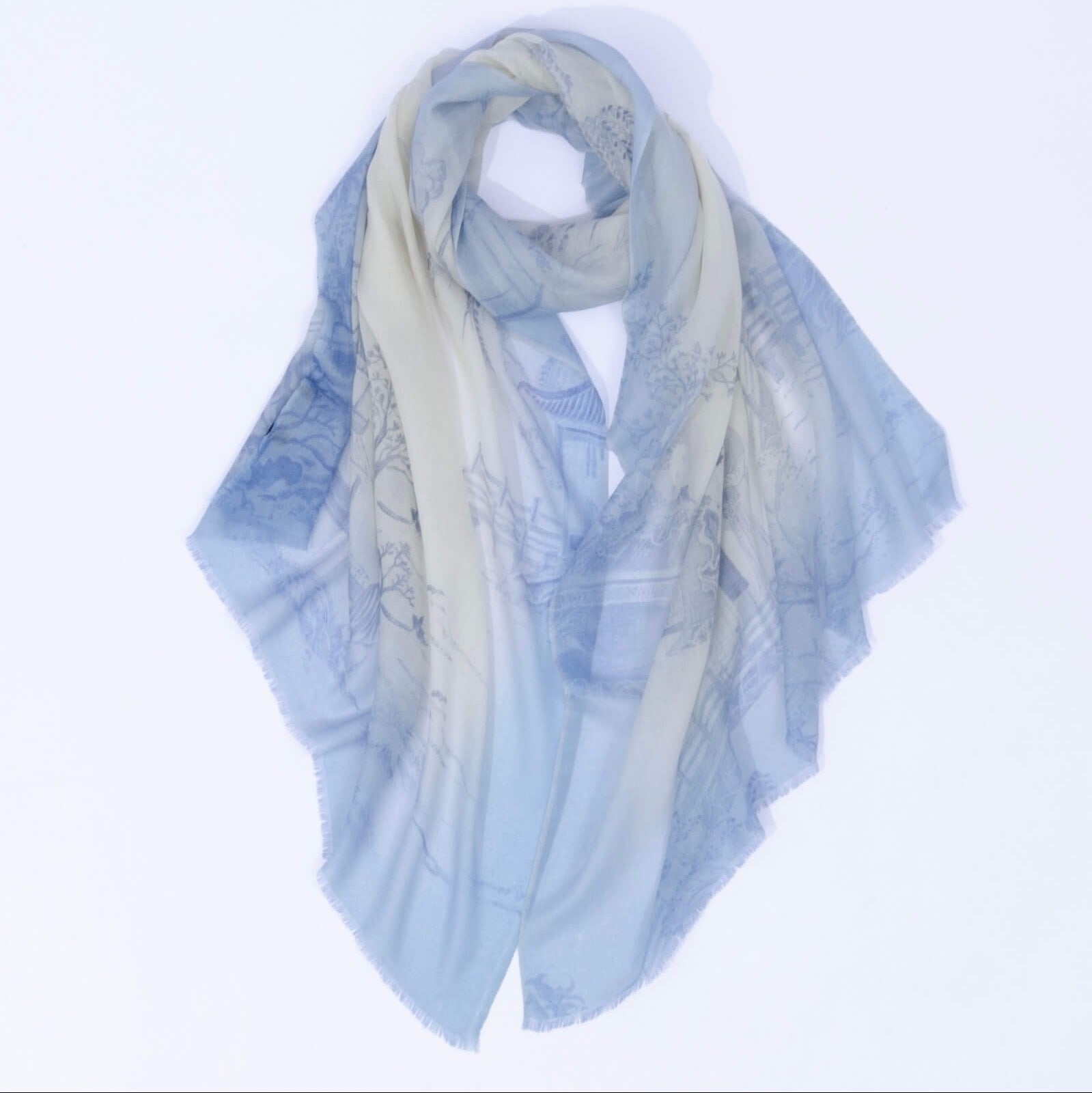 100% Mongolian cashmere wrap featherlight in light blue for women